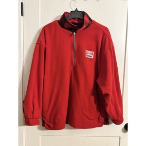 Vintage Marlboro Unlimited XL Red 1/4 Zip Reversible Fleece Buffalo Plaid 90s